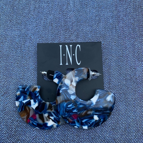 INC International Concepts Jewelry - INC Blue Tortoise-Look Hoop Earrings